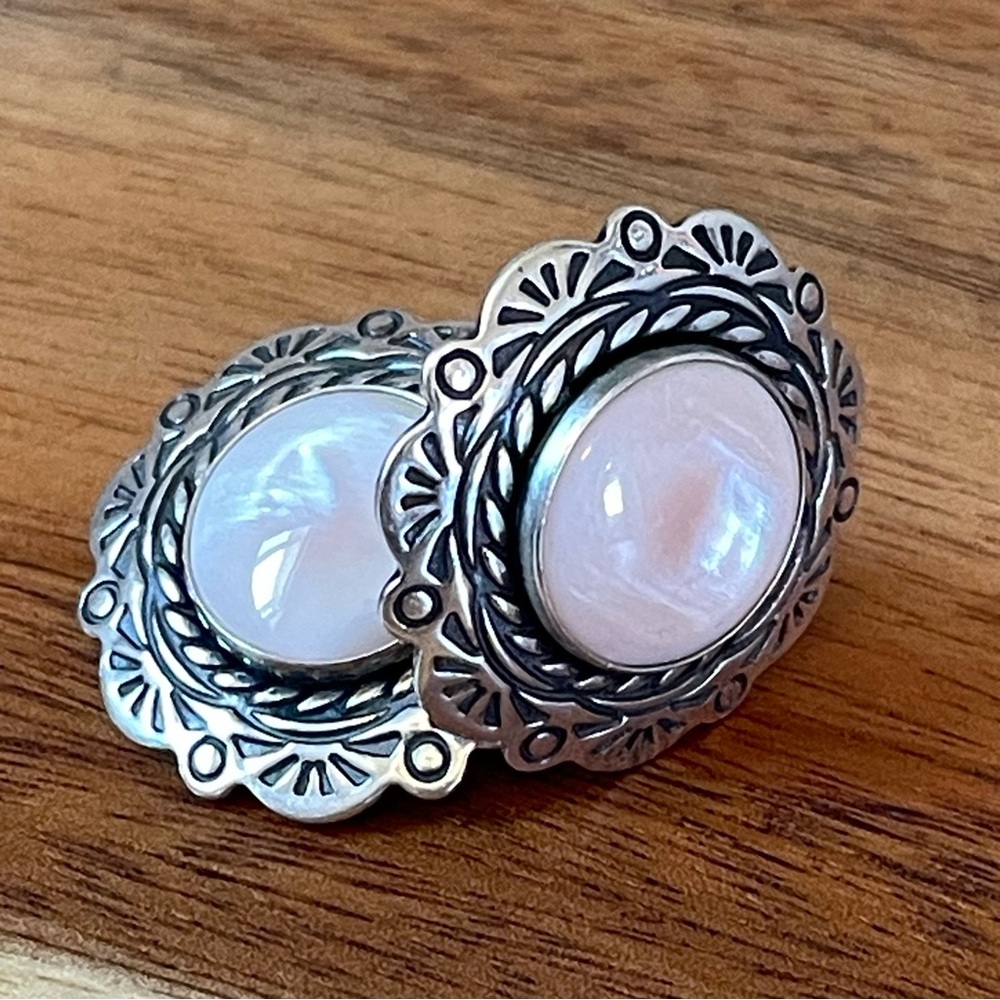 Carolyn Pollack Relios Pink Mother of Pearl Sterling Silver‎ 925 Clip Earrings